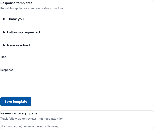 Reviewey Pro response templates and review recovery tools